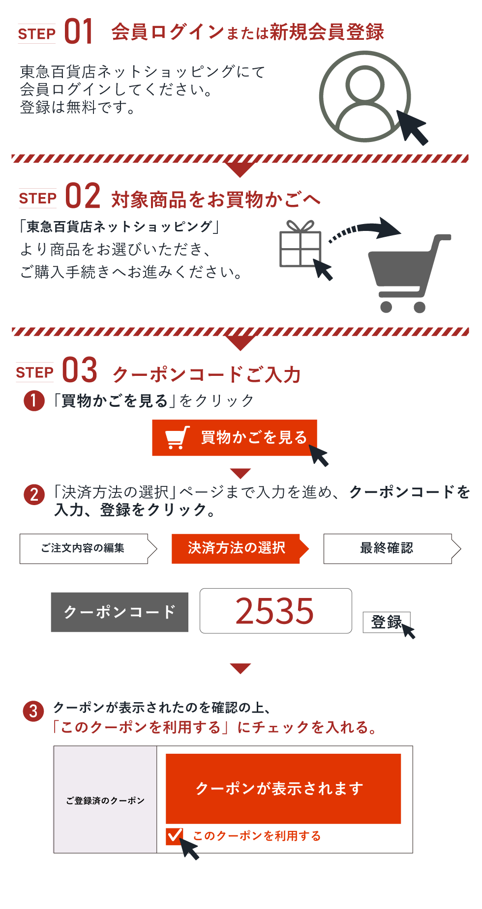 クーポンご利用の流れ 詳細