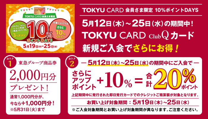 TOKYU CARD 会員さま限定 10％ポイントDAYS