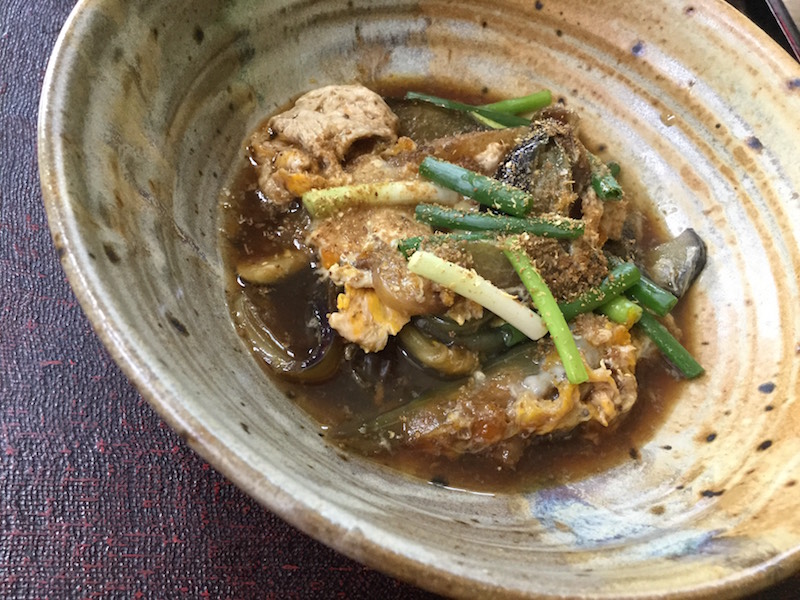 茄子の肉なし卵とじ