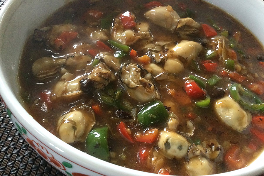 牡蠣の豆豉炒め