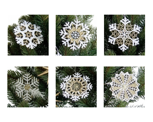 〈シグナコレクションbyニキティキ〉 オーナメントレース スノークリスタル6枚セット ゴールド