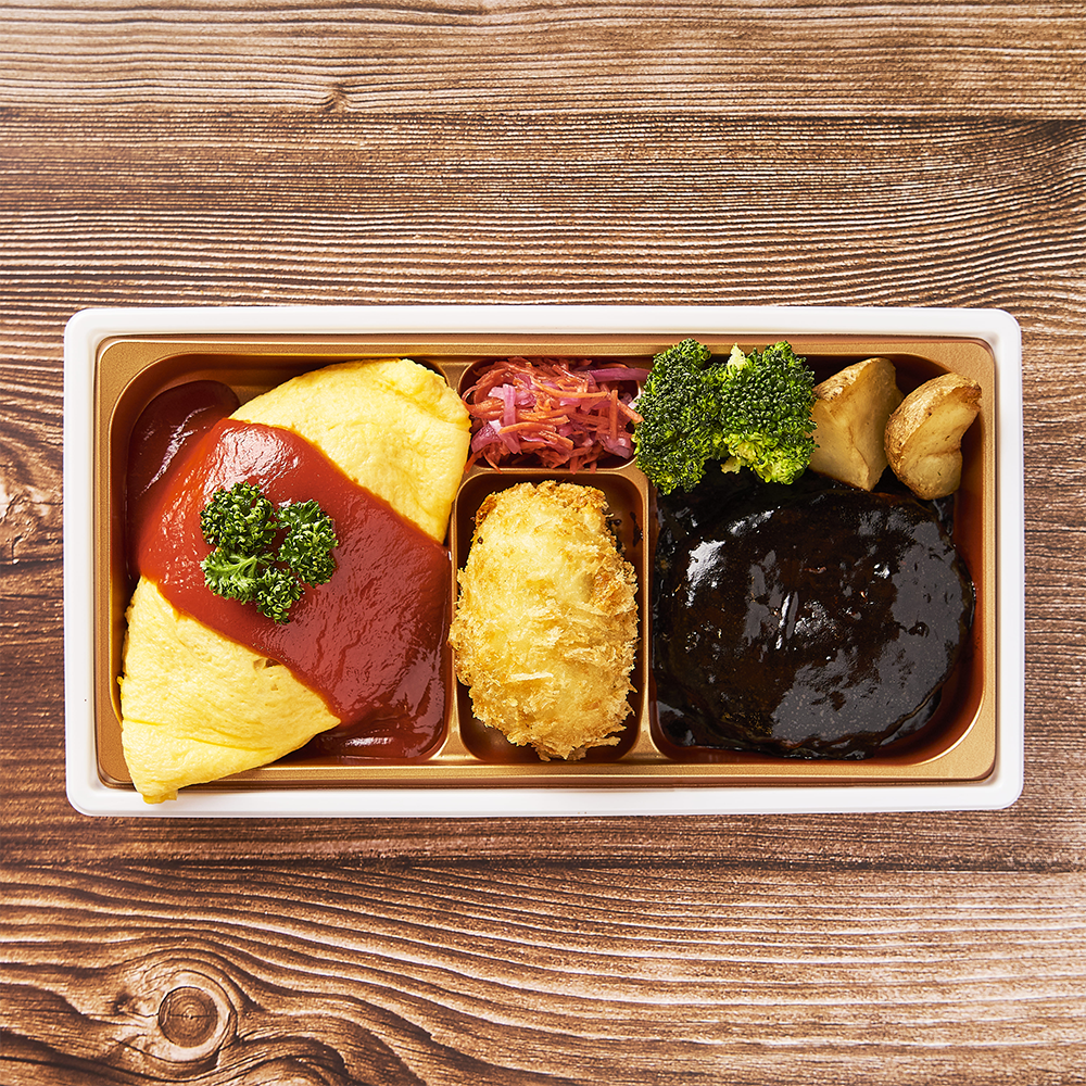 デミグラスビーフハンバーグ＆コロッケのオムライス御膳