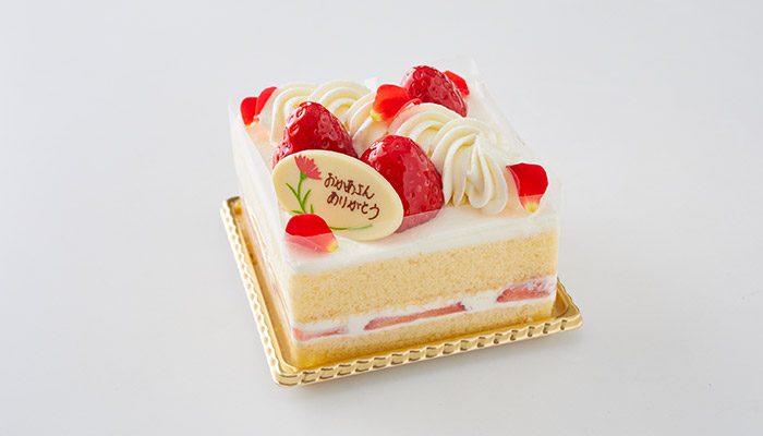 〈ガトー・ド・ボワイヤージュ〉 母の日のショートケーキ<br>(1個・3号角サイズ 約10cm)