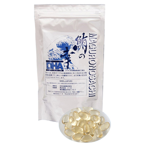 鮪の眼窩脂肪などにたっぷり含まれる必須脂肪酸、DHA。健康に対するメリット、栄養補助食品としての知名度も高く、ソーキのおすすめNo,1です。500粒のお得用なら3ヶ月～約半年分もの大容量です。