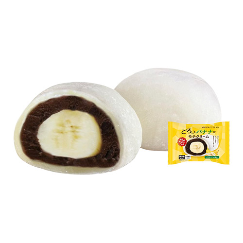 バナナとチョコクリームをお餅で包みました。