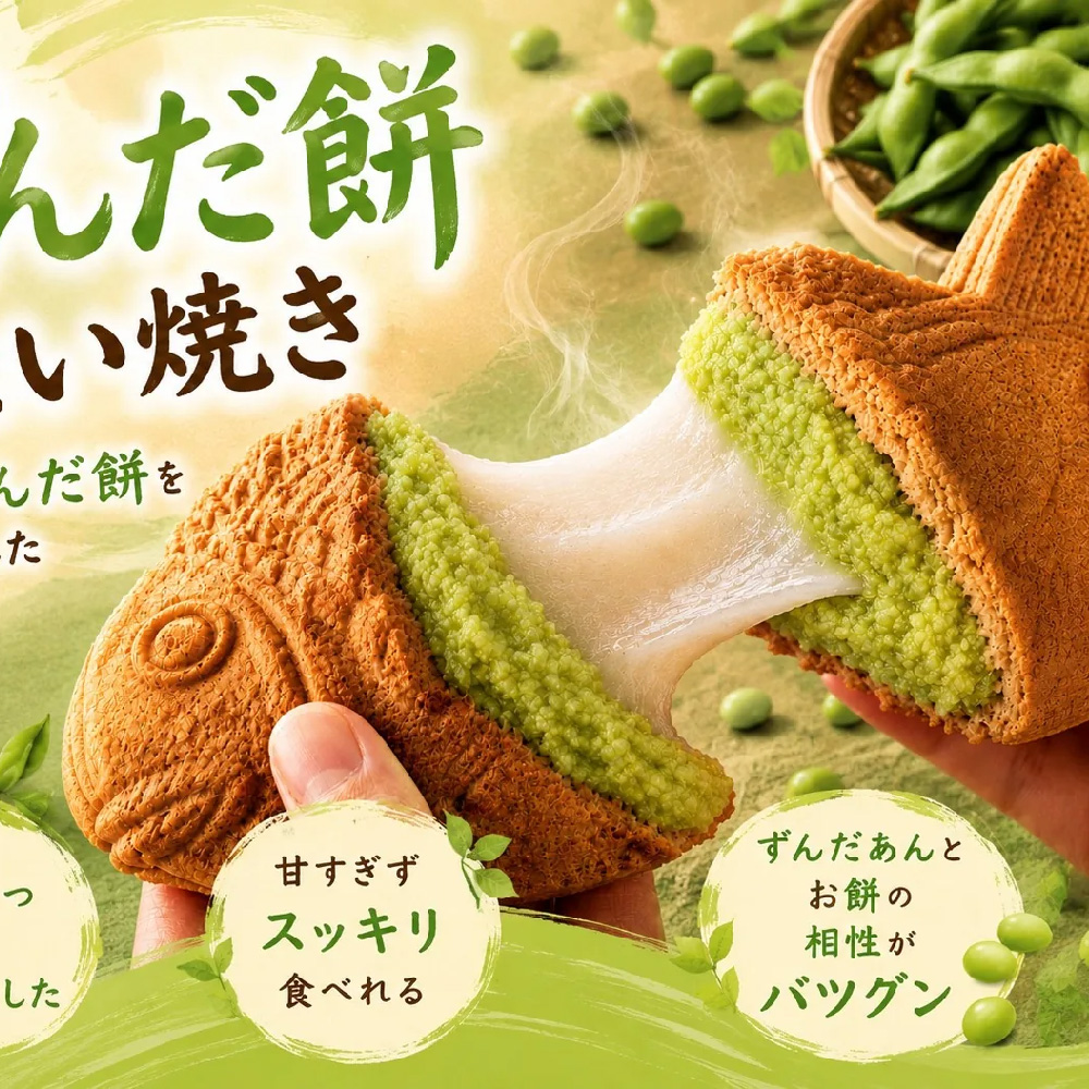 仙台で有名なずんだ餅をたい焼きにしました。